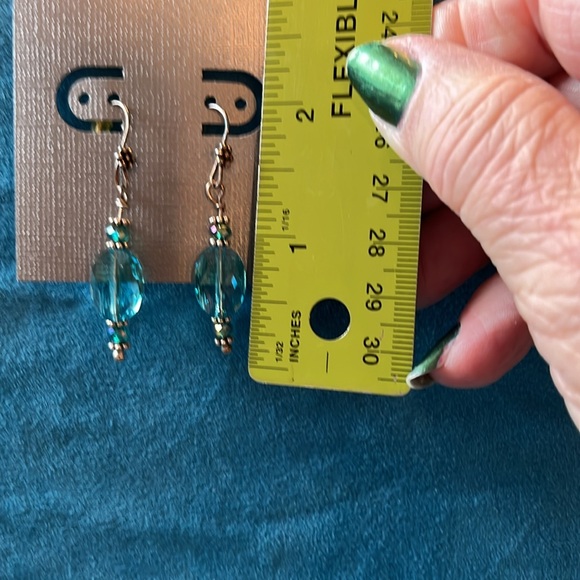 Elegant Aqua and Silver Earrings - Picture 3 of 3